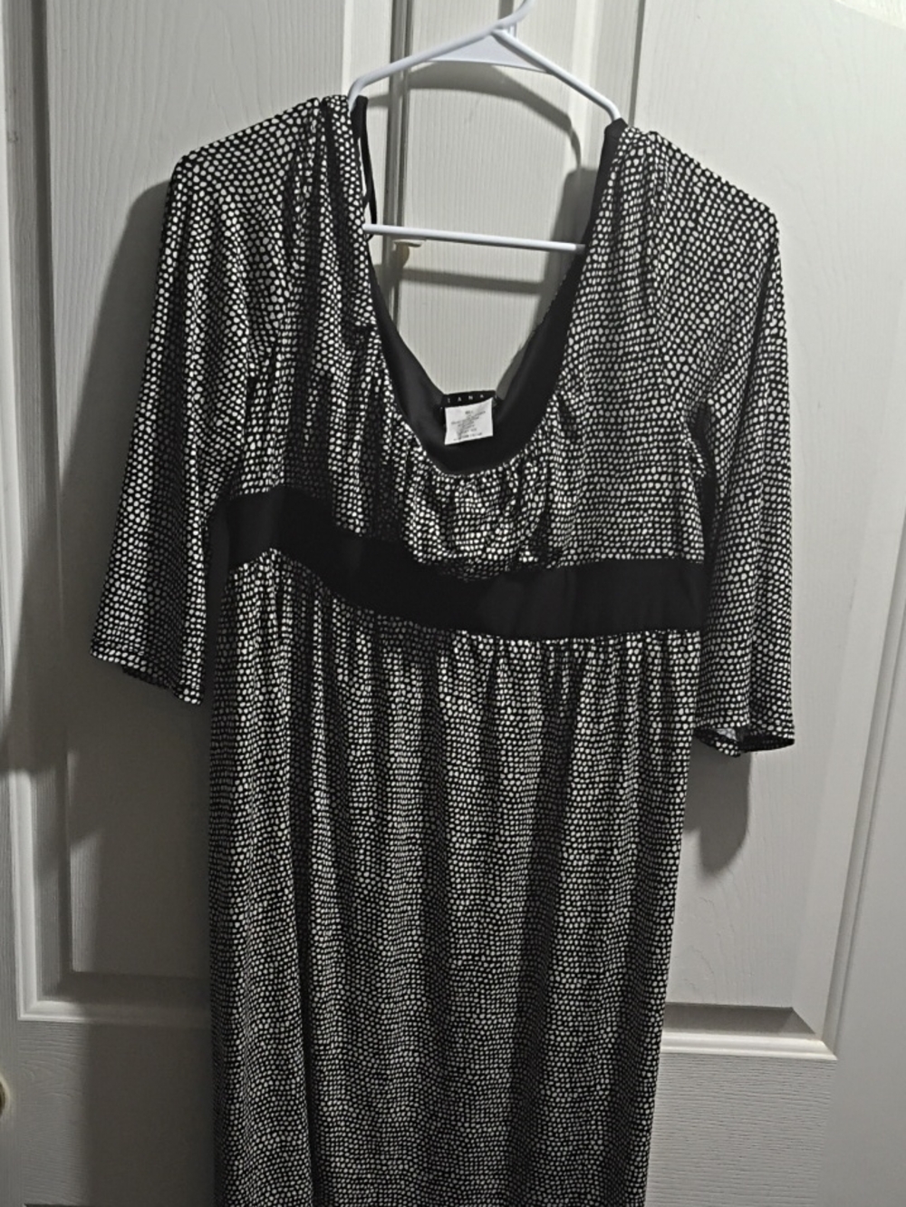Tiana B. Black and White Dot Scoop Neck Empire Dress